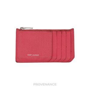 🔴 Saint Laurent Paris SLP Fragment Zip Card Wallet - Pink